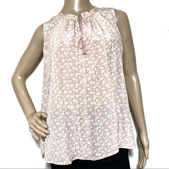 Madewell NWT Pink Silk Bellshift Print Tank Top XS - Picture 2 of 6